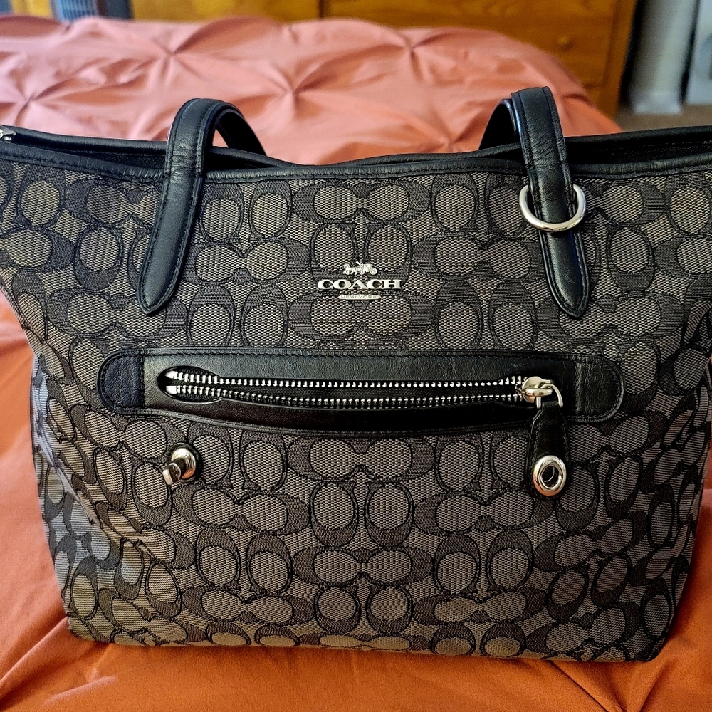 Grey/black Coach purse
